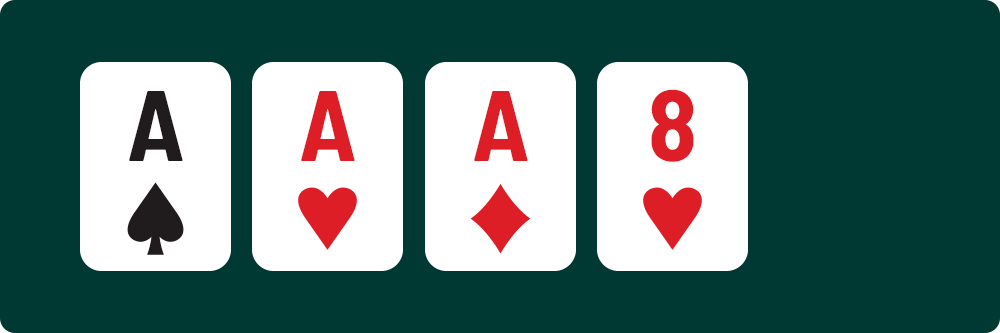  Ace of Spades, Ace of Hearts, Ace of Diamonds and 8 of Hearts