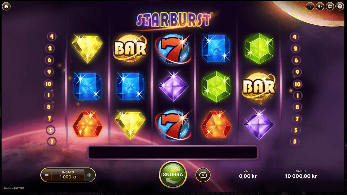 Kuva pelistä Starburst Pafilla.